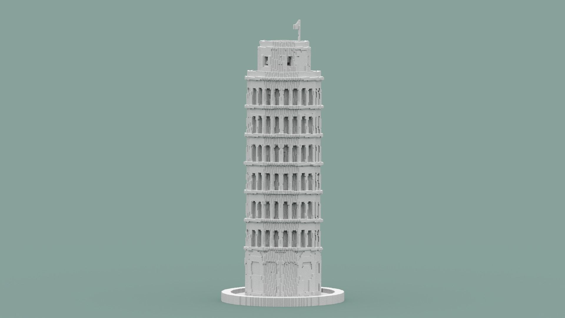 Voxel Pisa Tower Low-poly 3D model_19