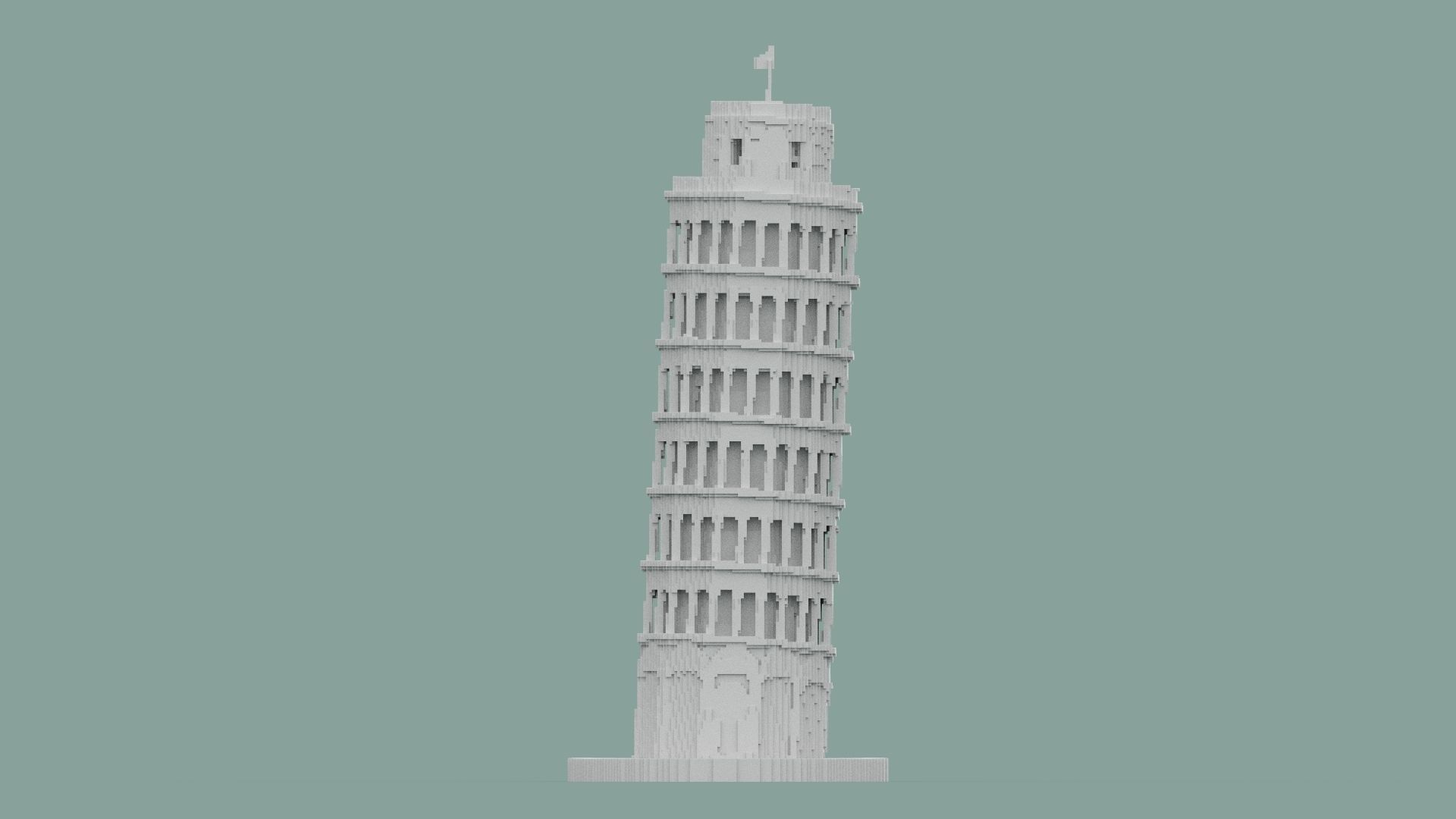 Voxel Pisa Tower Low-poly 3D model_9