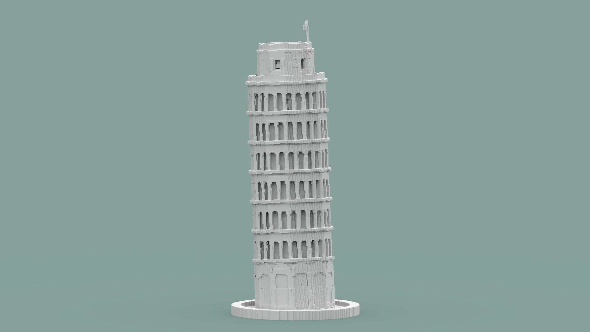 Voxel Pisa Tower Low-poly 3D model_18