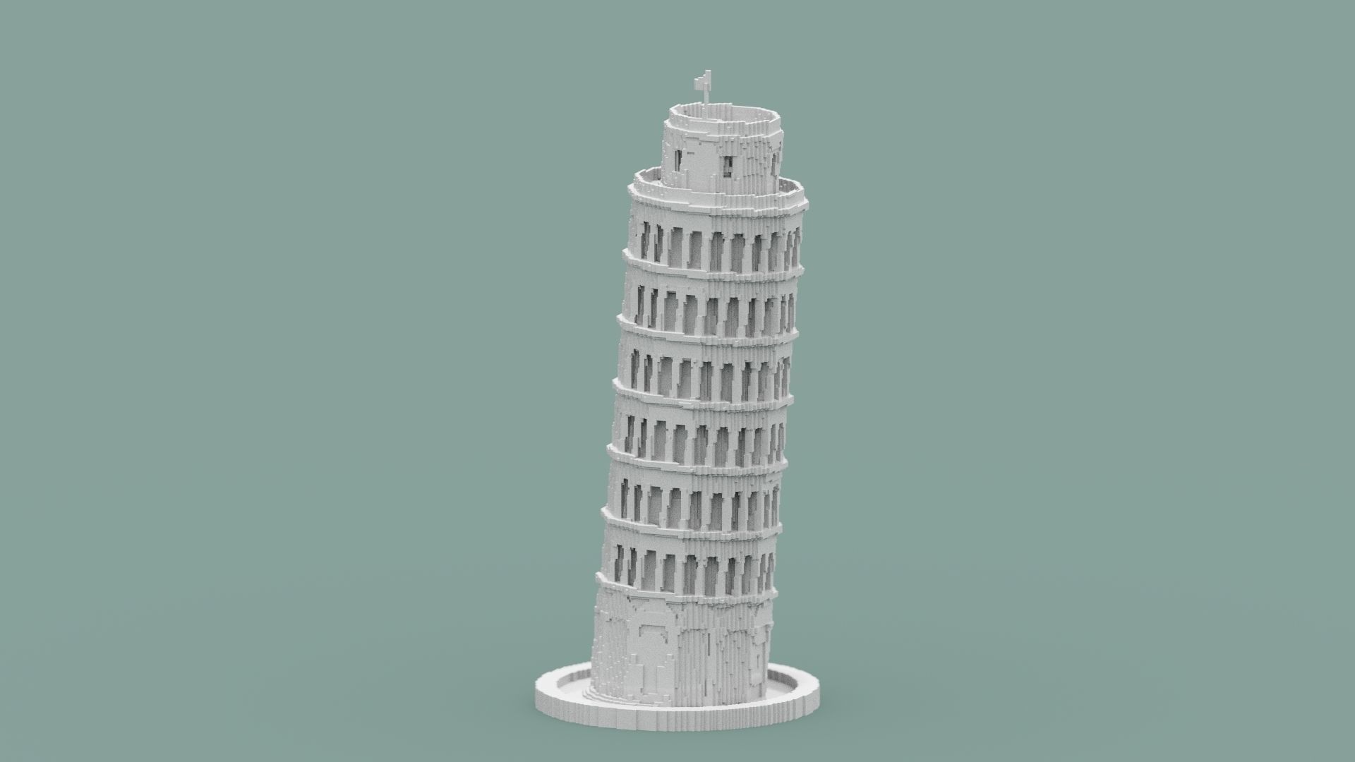 Voxel Pisa Tower Low-poly 3D model_3