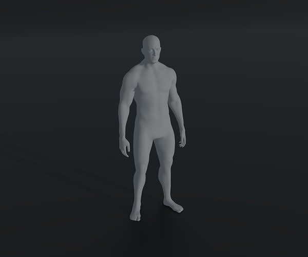 Male Body Base Mesh Animated and Rigged 3D Model 10k Polygons Low-poly 3D model