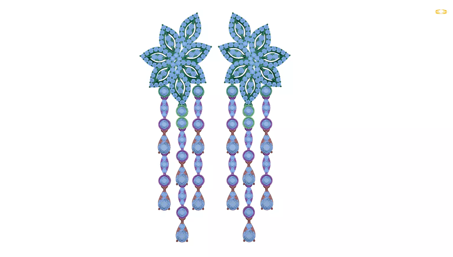 earring pair of earrings with crystals 3D print model_0