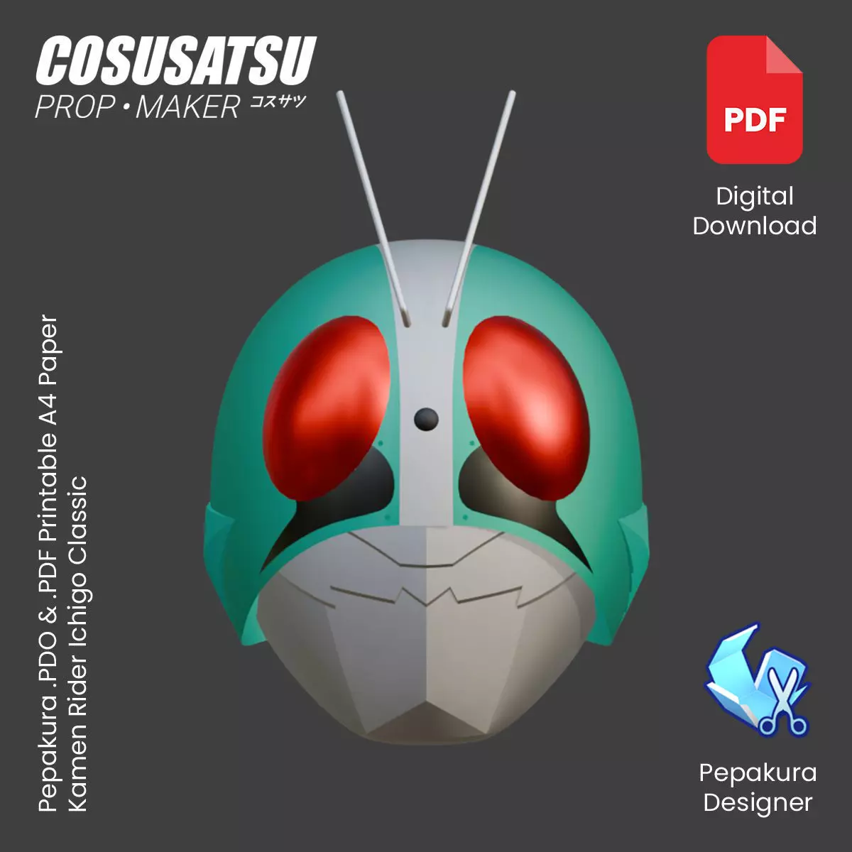 DIY Kamen Rider Ichigo Classic Helmet Cosplay EVA Foam Template 3D model_0