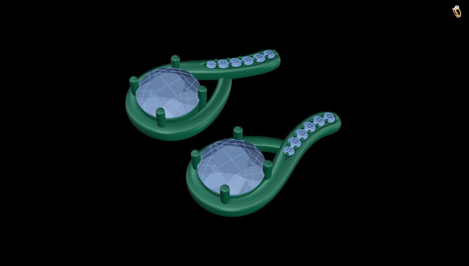 earring emerald earrings with diamonds 3D print model_1