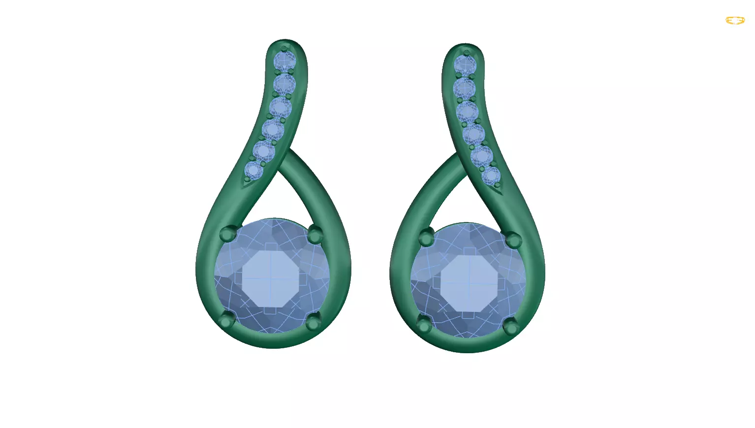 earring emerald earrings with diamonds 3D print model_0