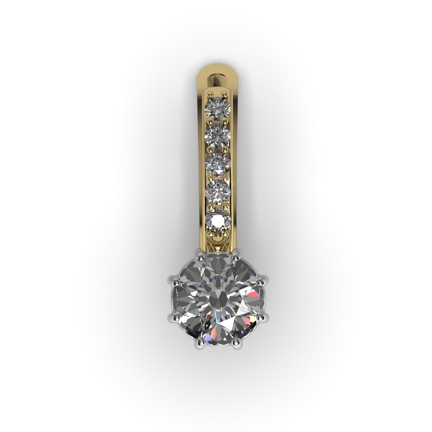 Earrings with diamonds 3D print model_1