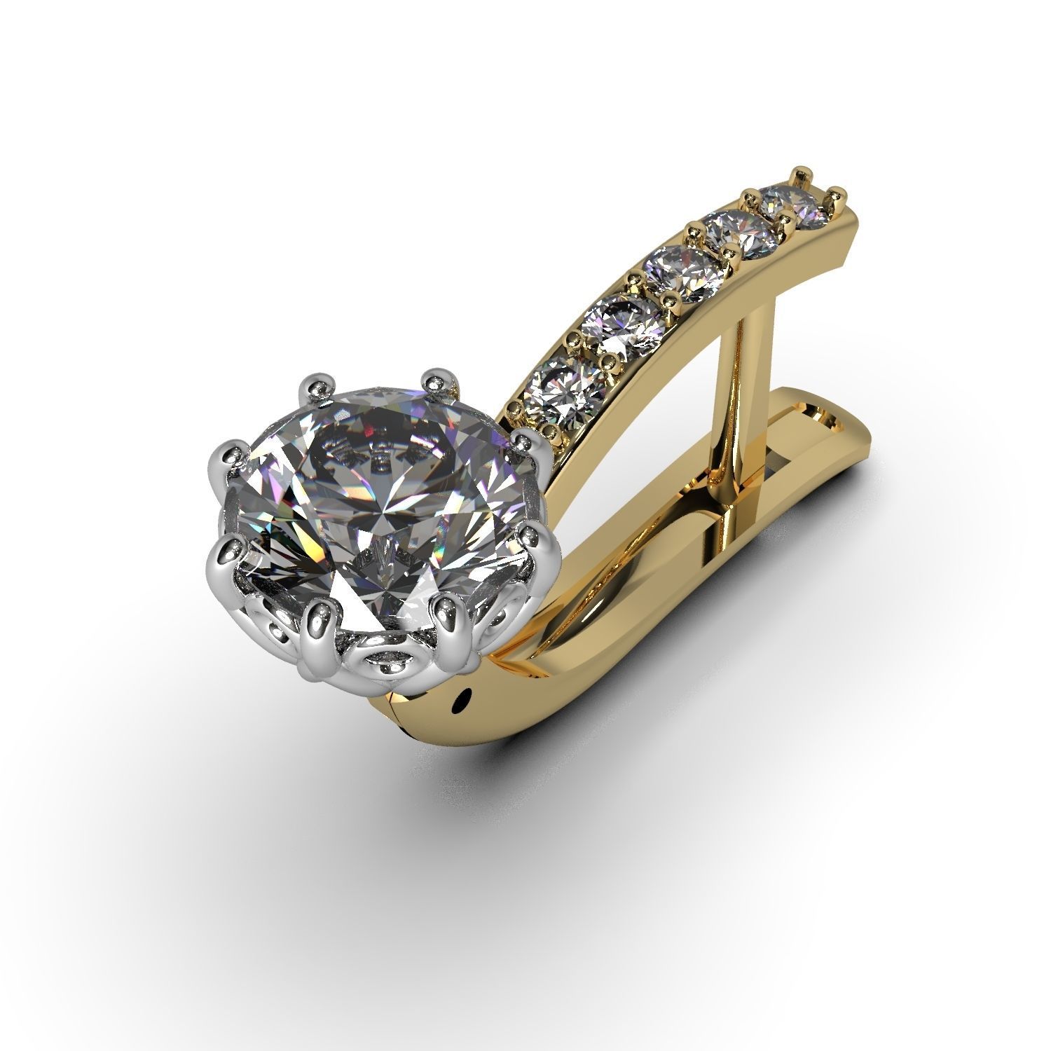 Earrings with diamonds 3D print model_7