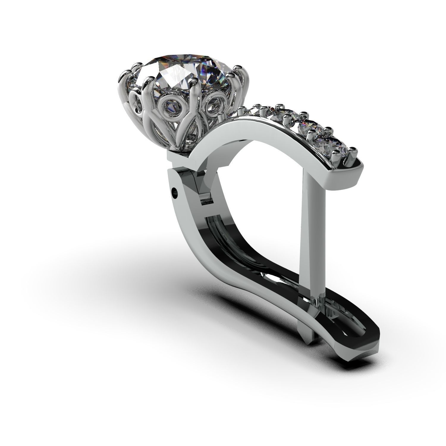 Earrings with diamonds 3D print model_11