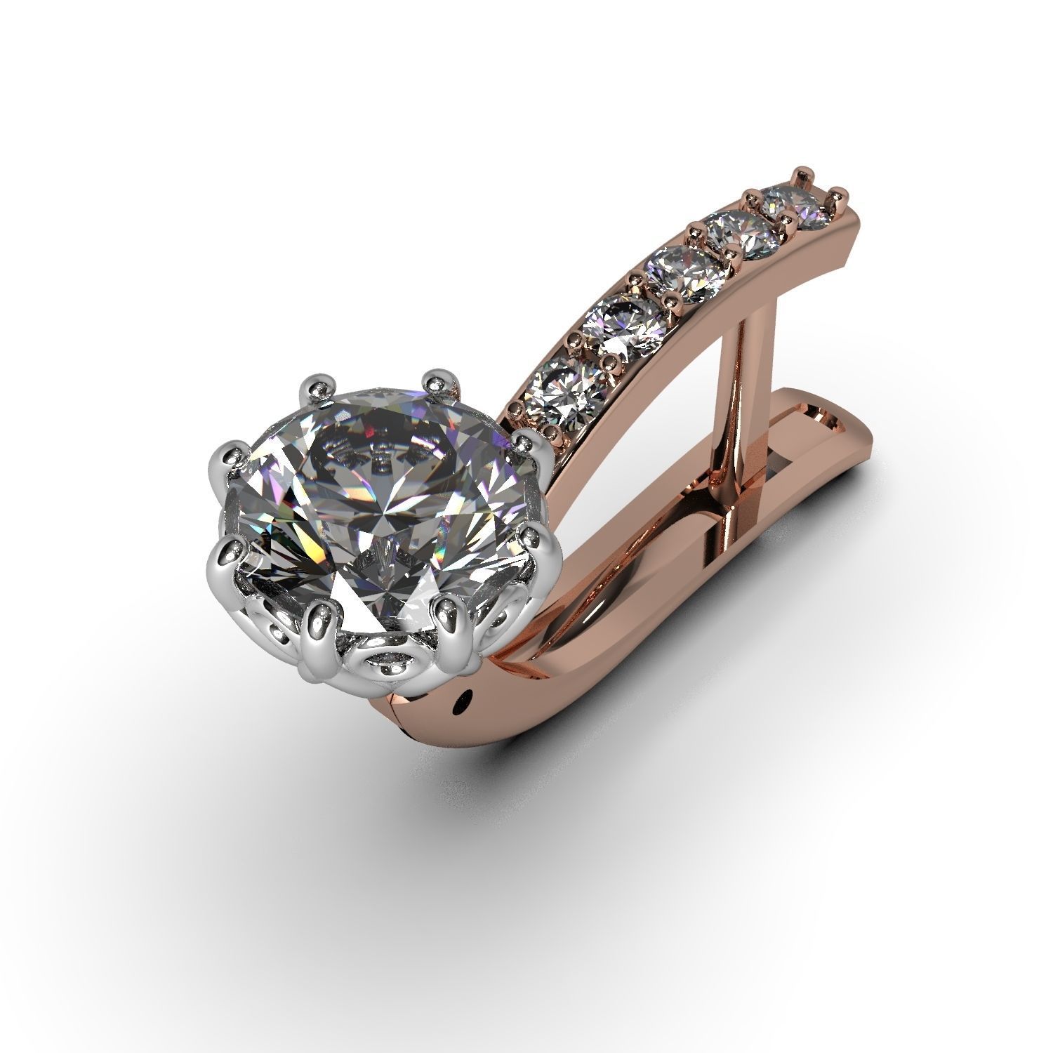 Earrings with diamonds 3D print model_6