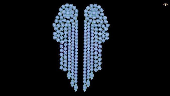 earring swarovski crystal angel wings 3D print model