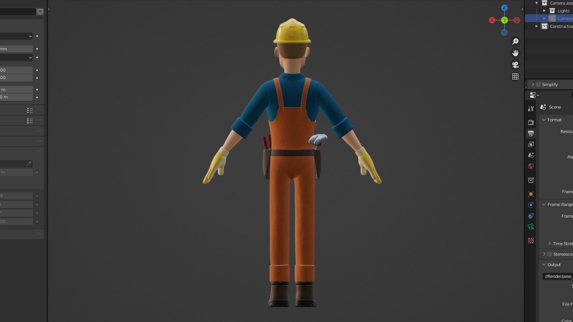 Male Cartoon Worker Builder Character  3D model_15