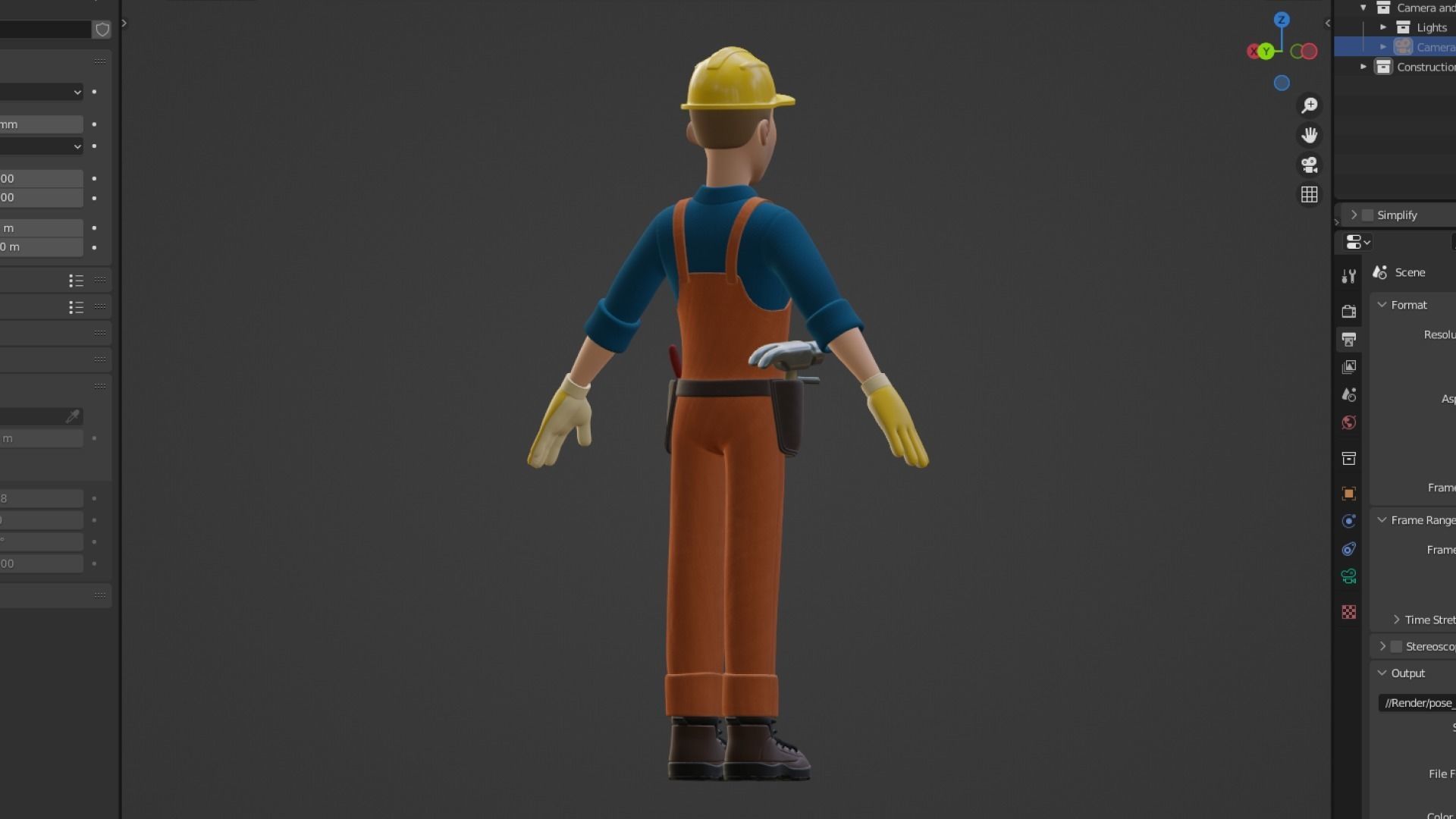 Male Cartoon Worker Builder Character  3D model_14