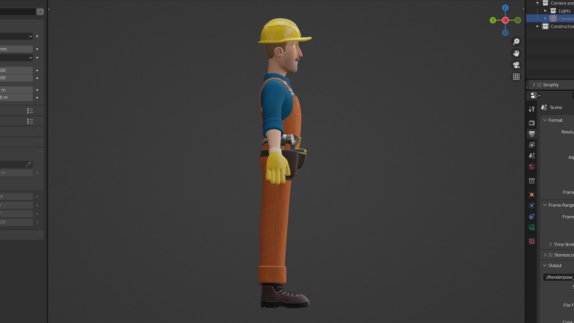 Male Cartoon Worker Builder Character  3D model_13