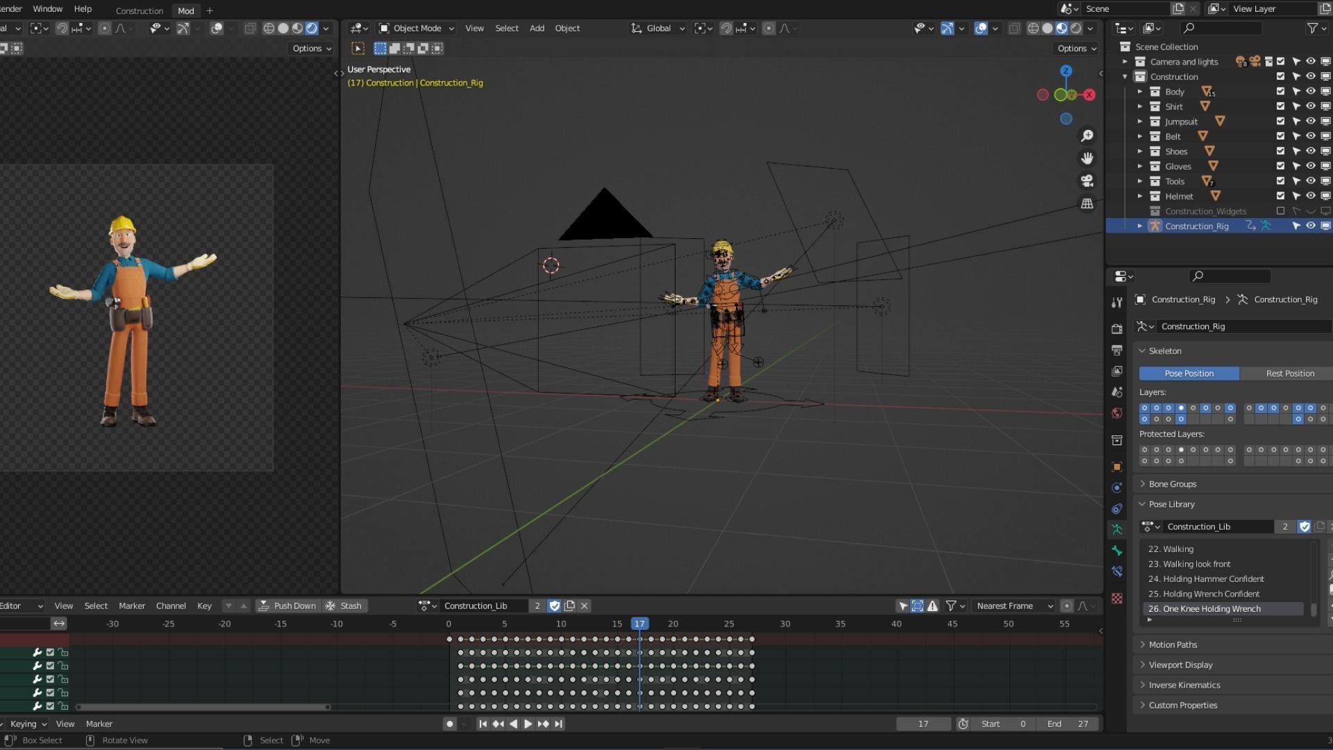 Male Cartoon Worker Builder Character  3D model_26