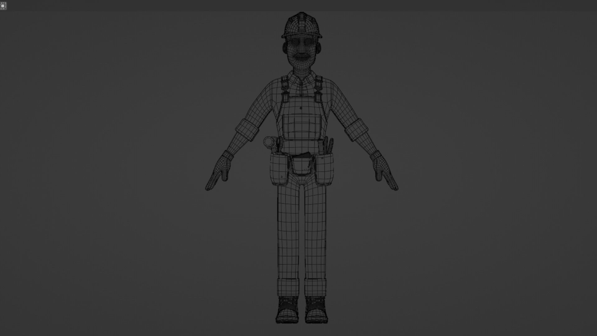 Male Cartoon Worker Builder Character  3D model_17