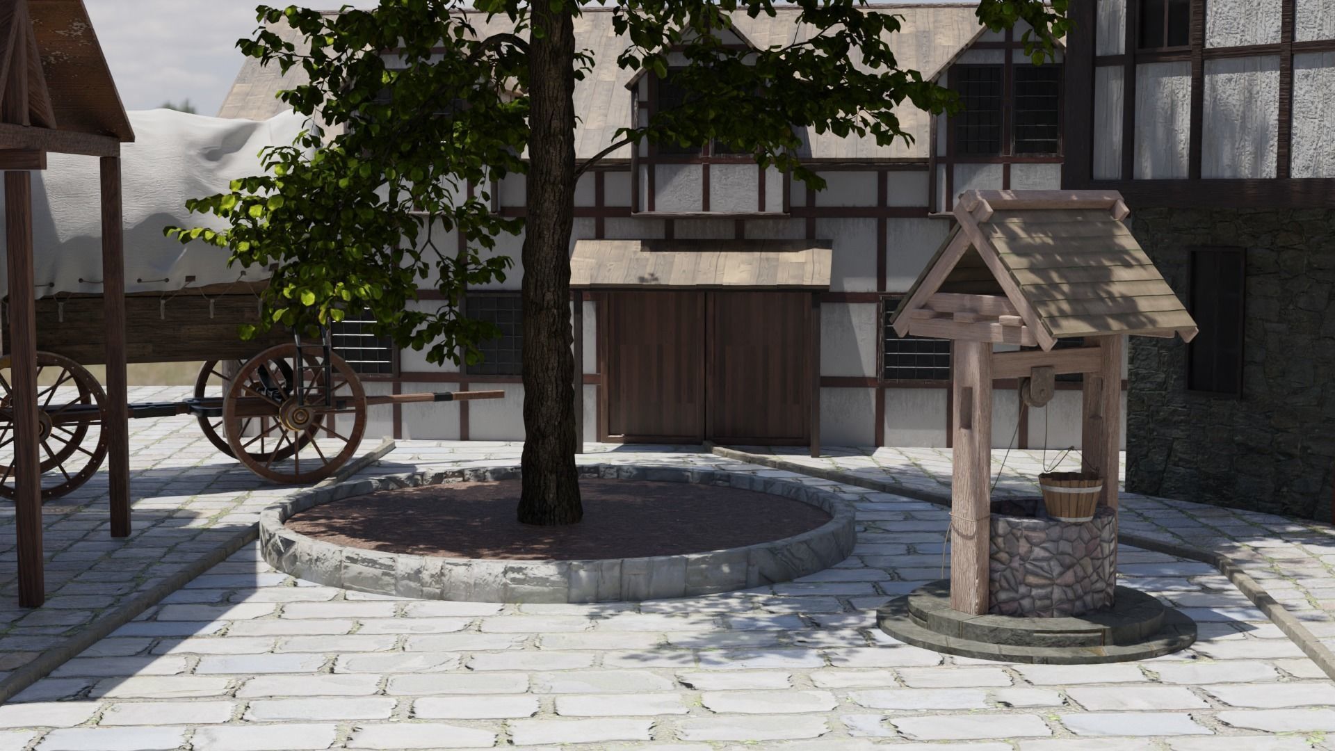 Medieval village 3D model_5