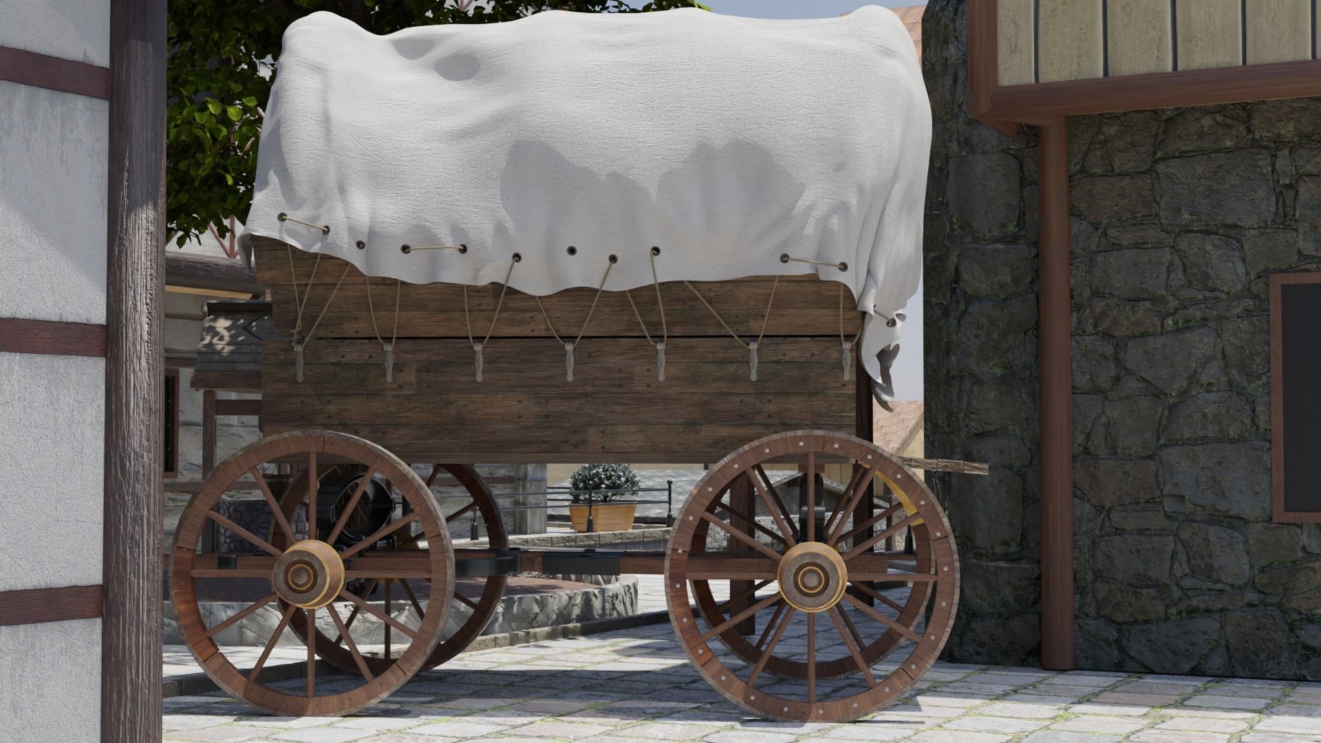 Medieval village 3D model_6