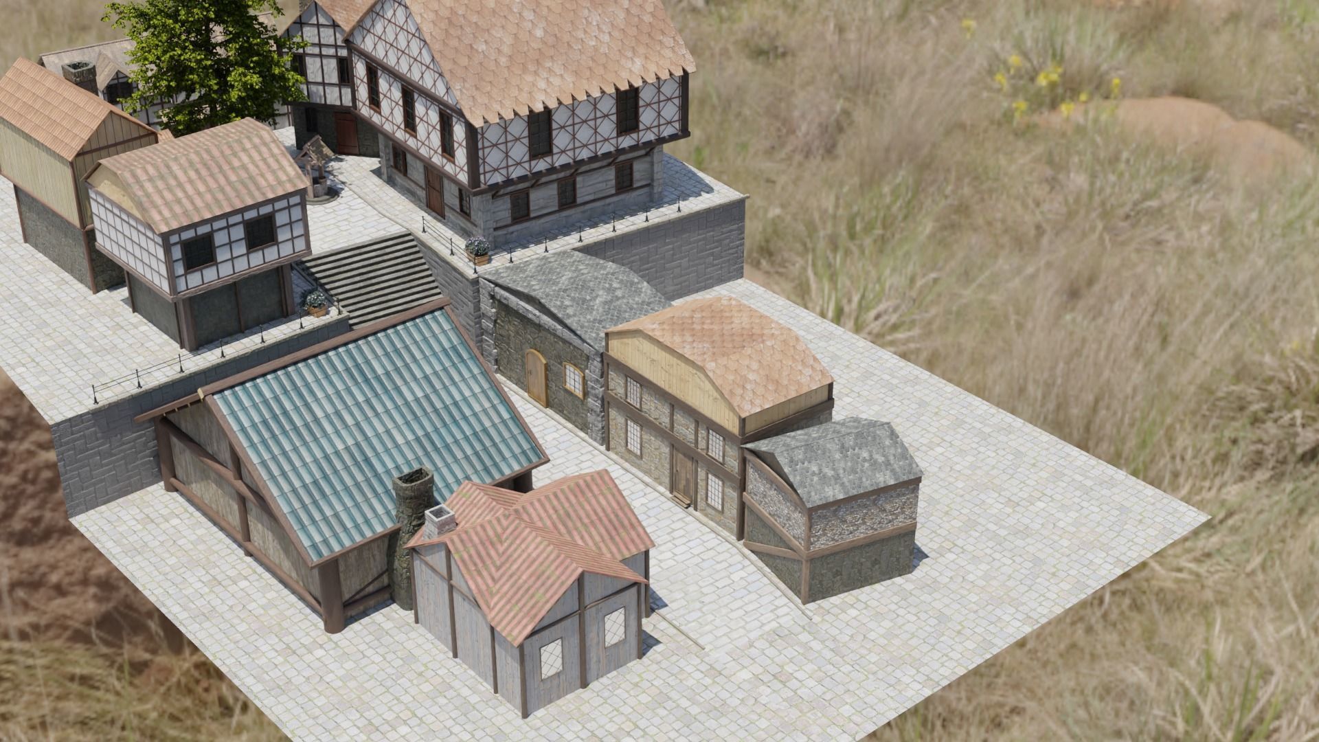 Medieval village 3D model_9