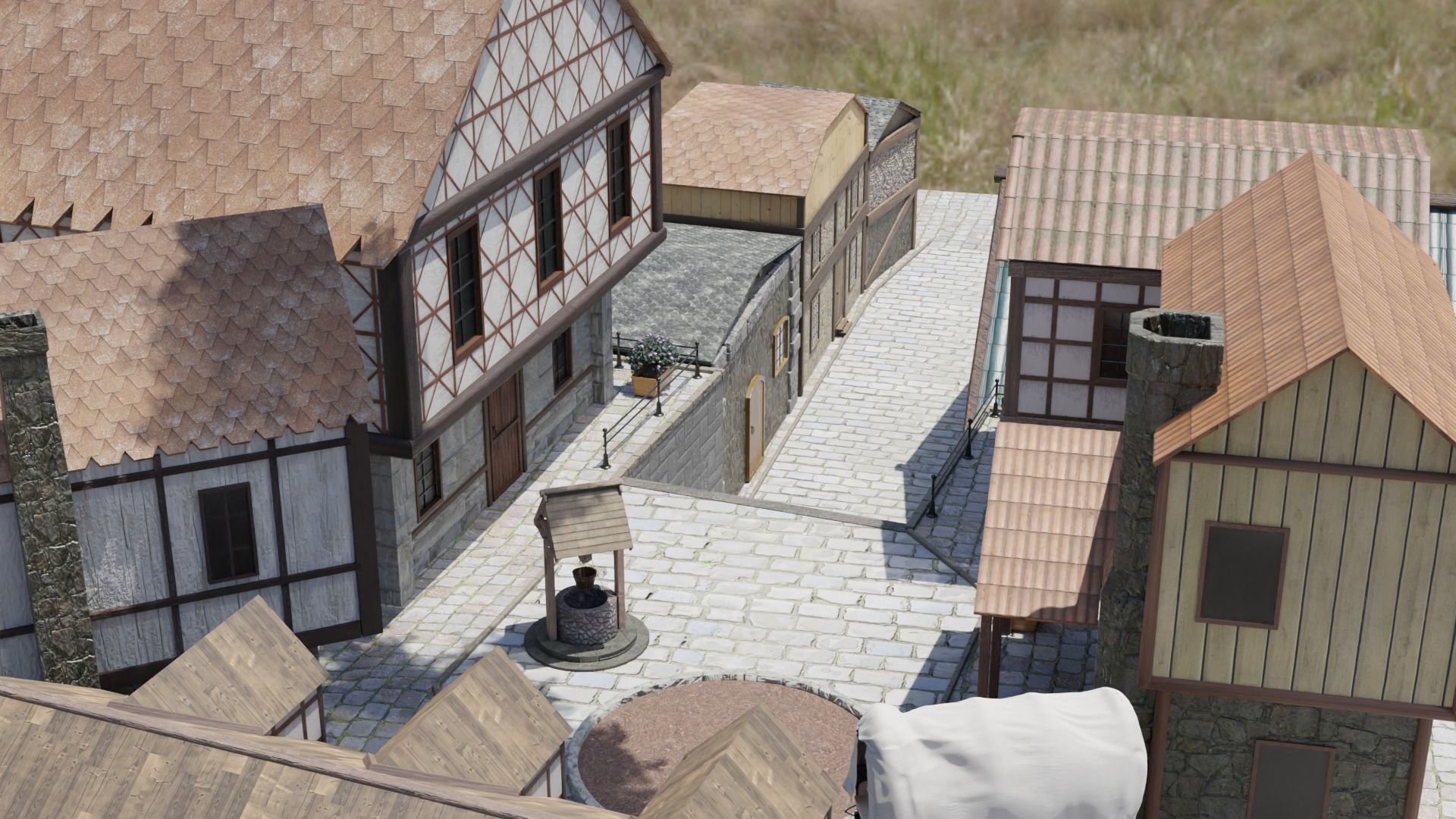 Medieval village 3D model_7