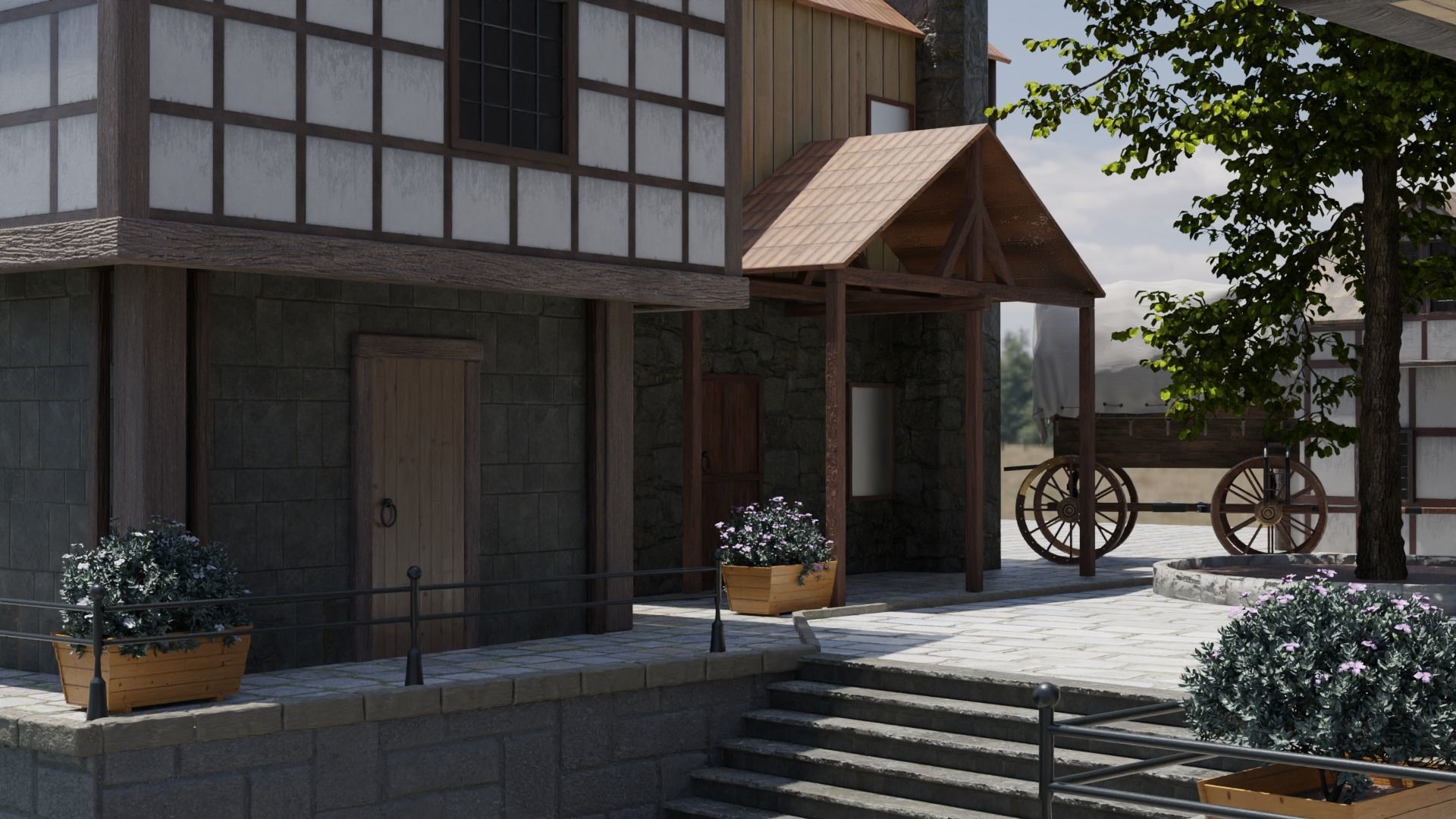 Medieval village 3D model_4