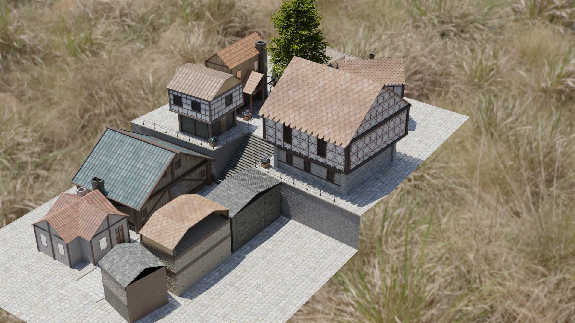 Medieval village 3D model_10
