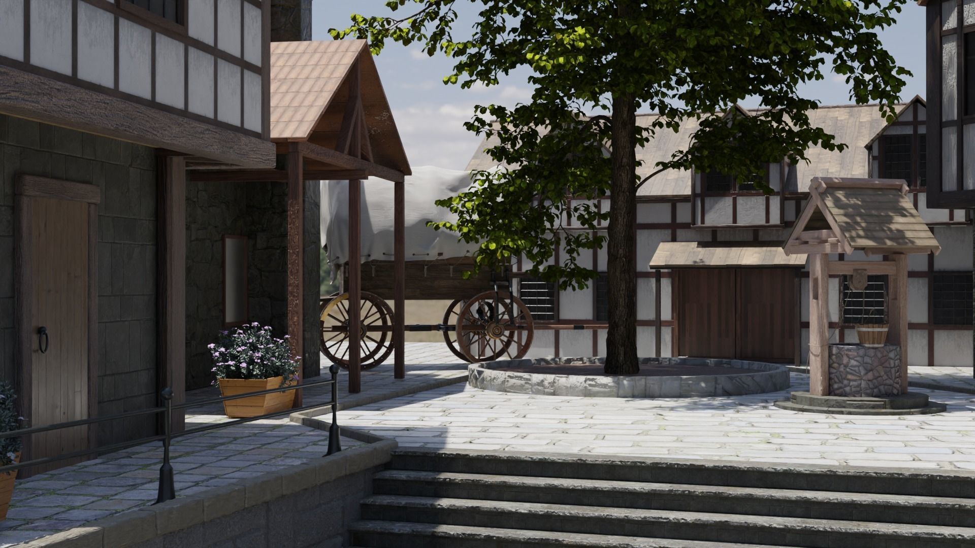 Medieval village 3D model_2