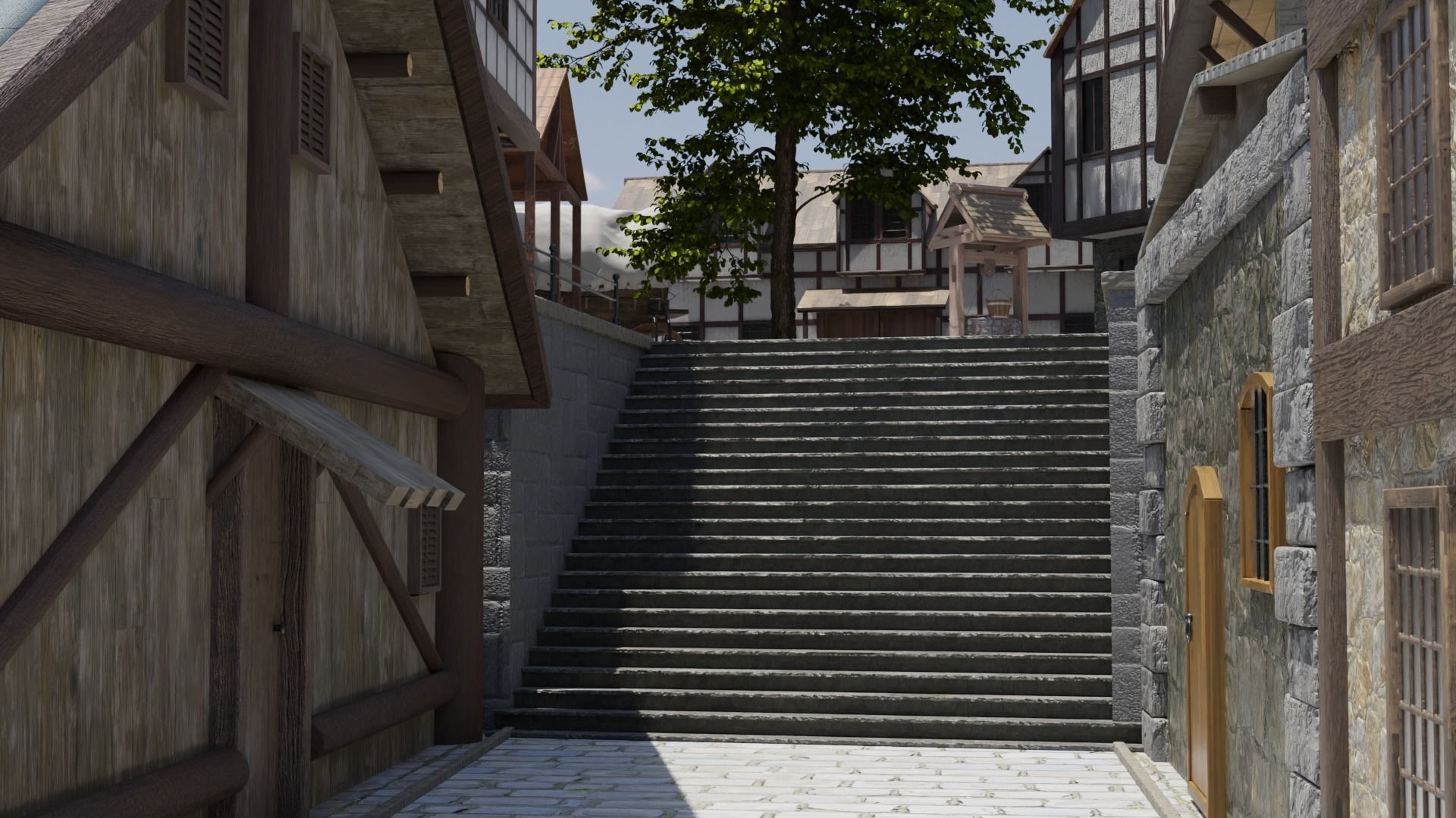 Medieval village 3D model_1