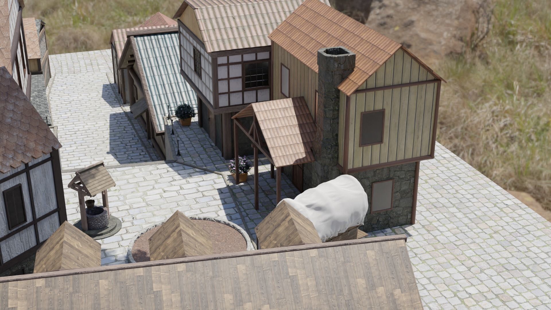 Medieval village 3D model_8