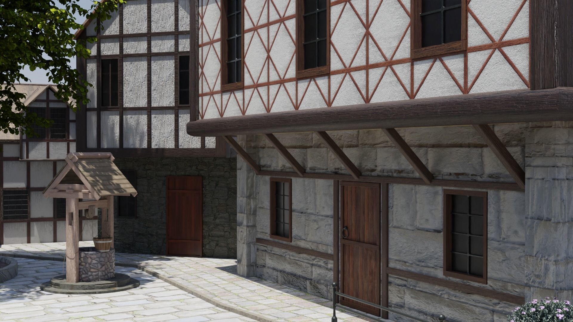Medieval village 3D model_3