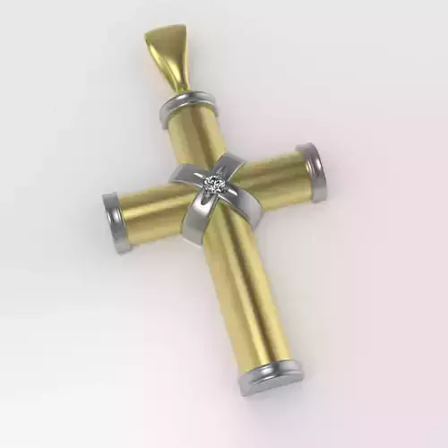 Cross pendant with 4 mm gem