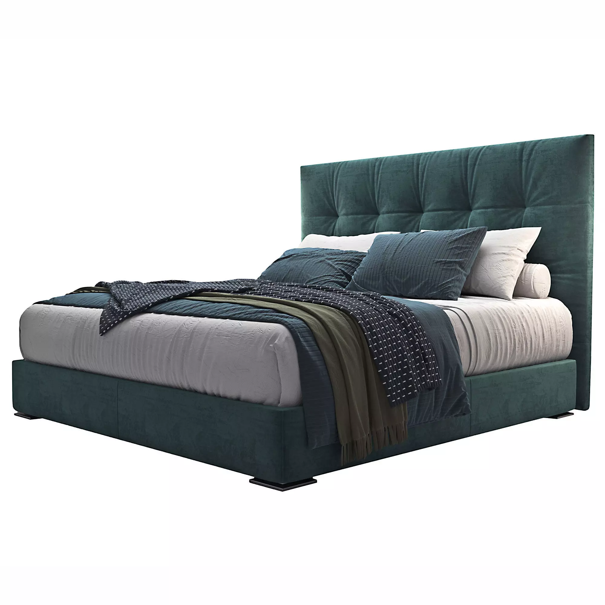 Bed Max capitonne high 3D model_0