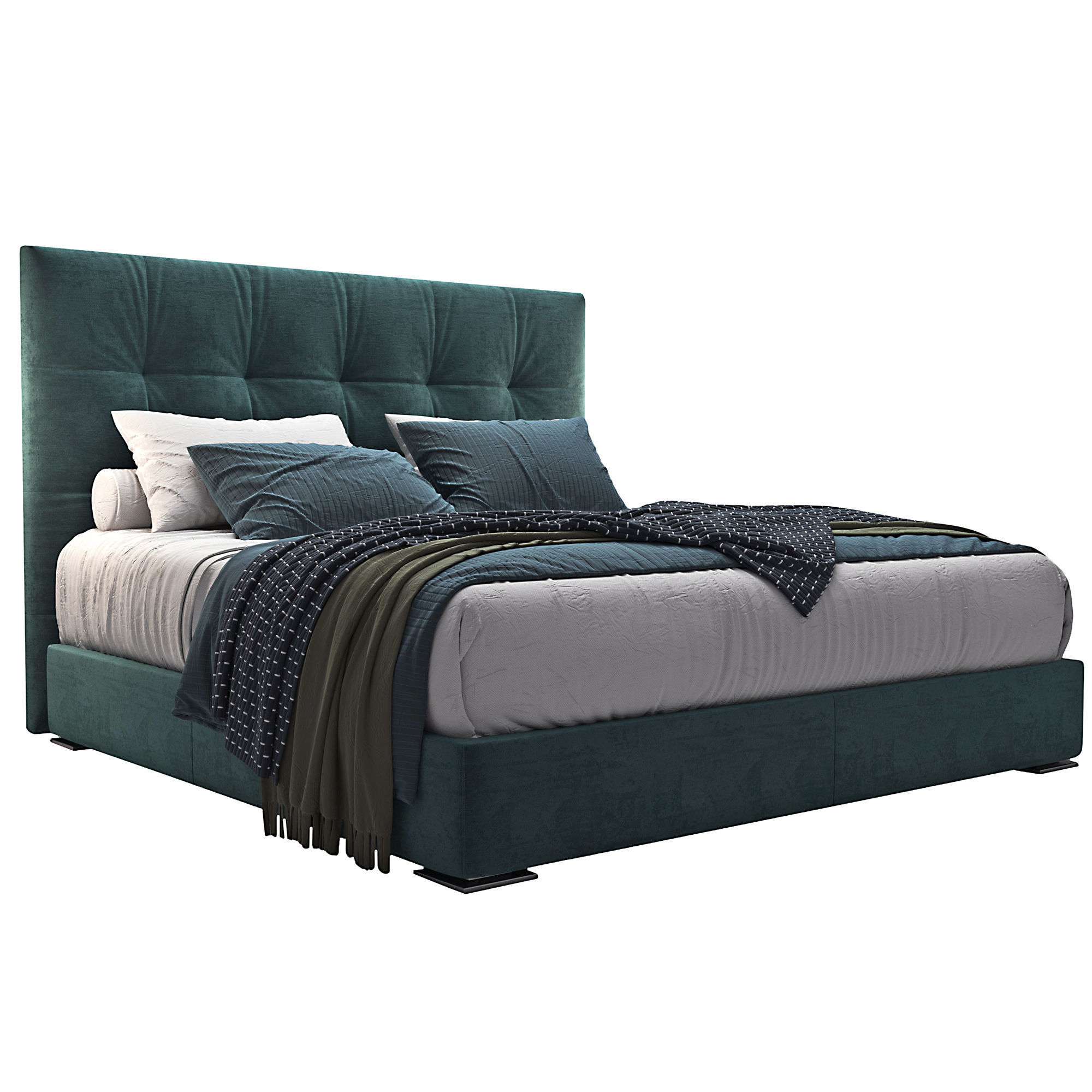 Bed Max capitonne high 3D model_1