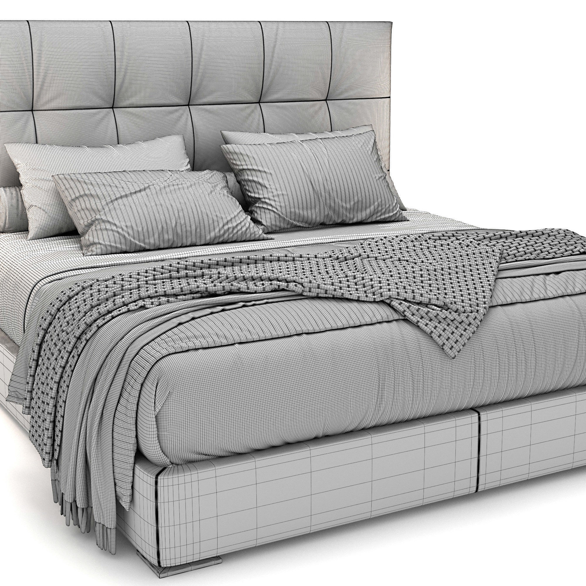 Bed Max capitonne high 3D model_6