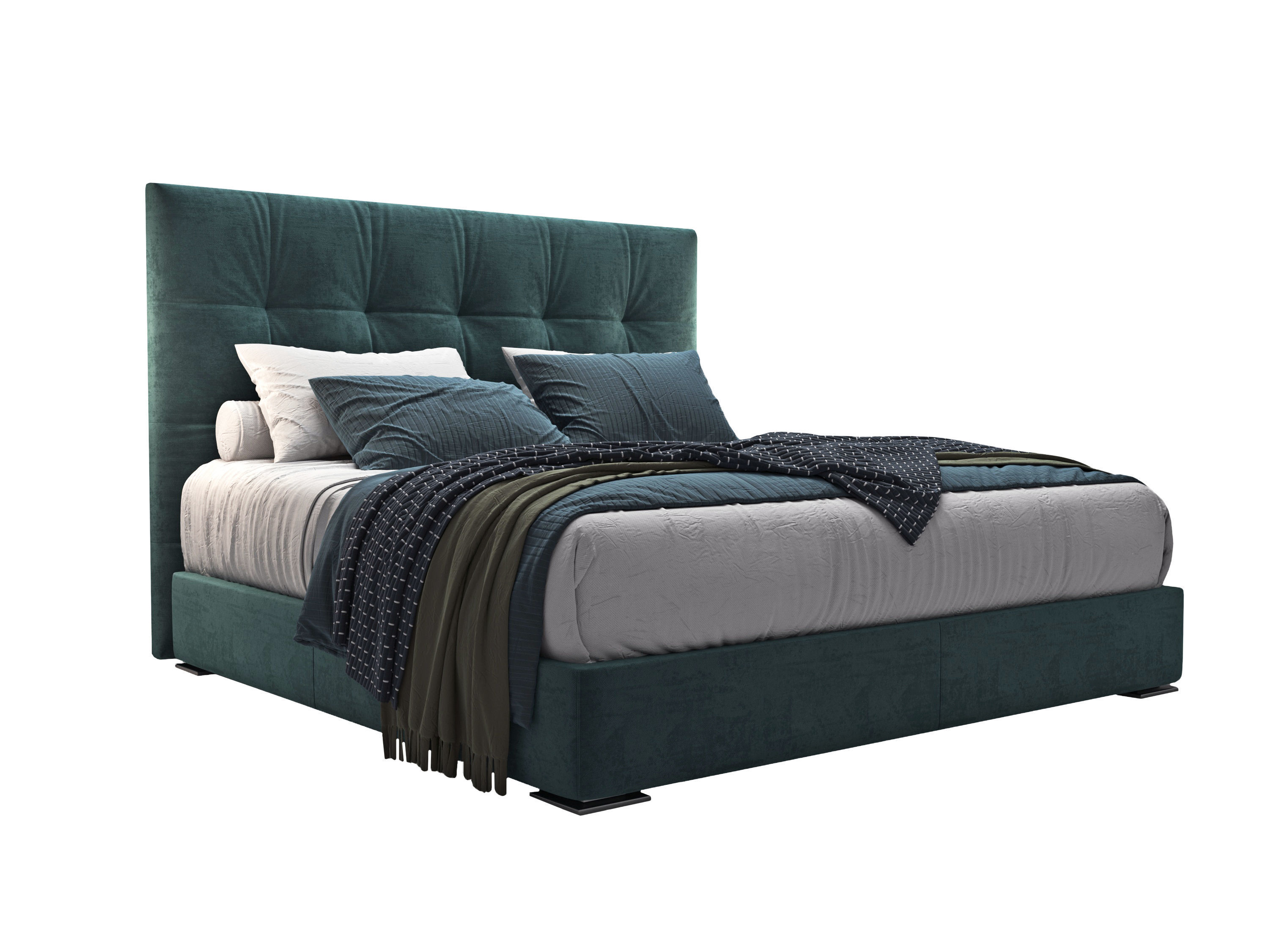 Bed Max capitonne high 3D model_4