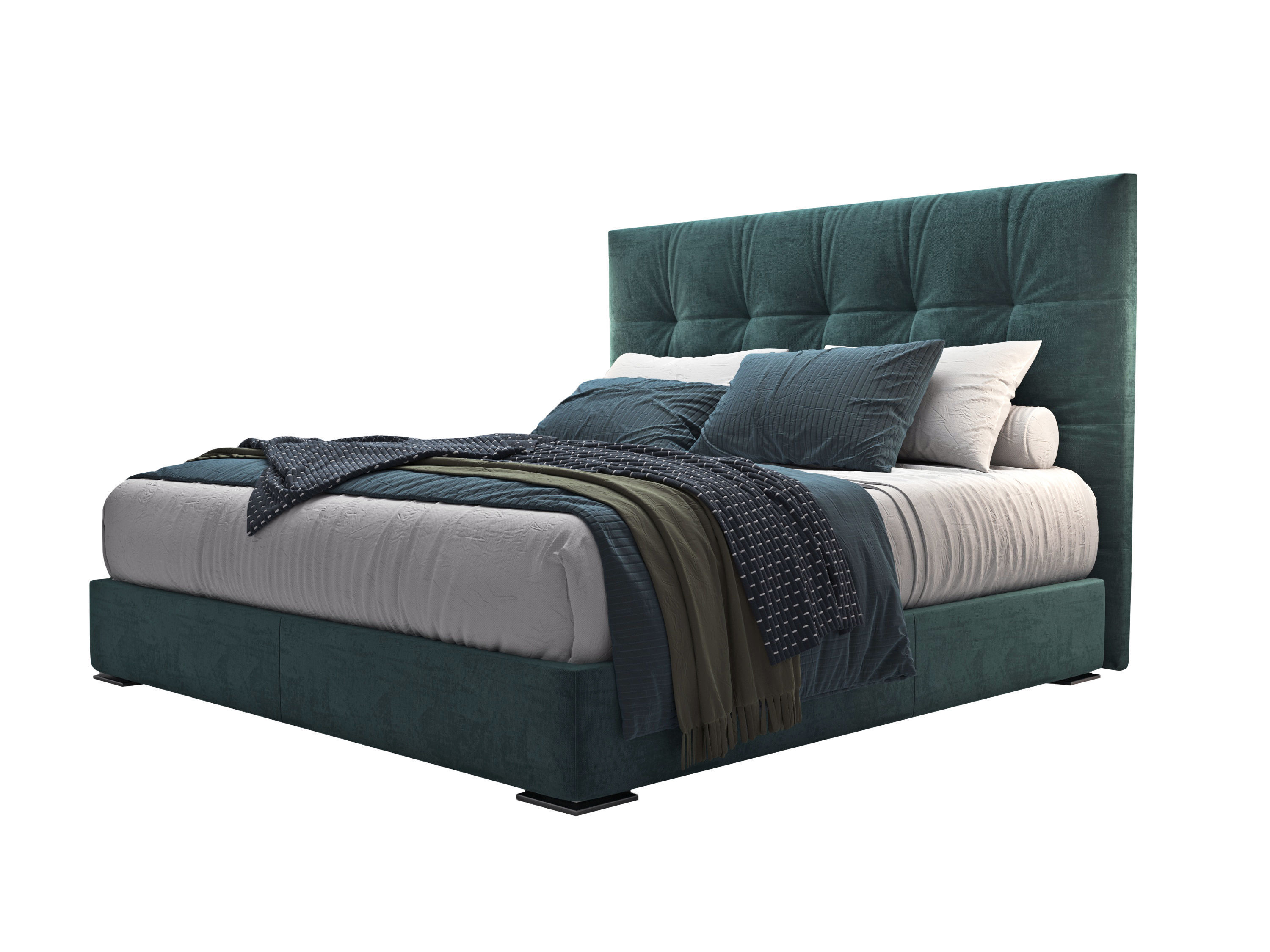 Bed Max capitonne high 3D model_3