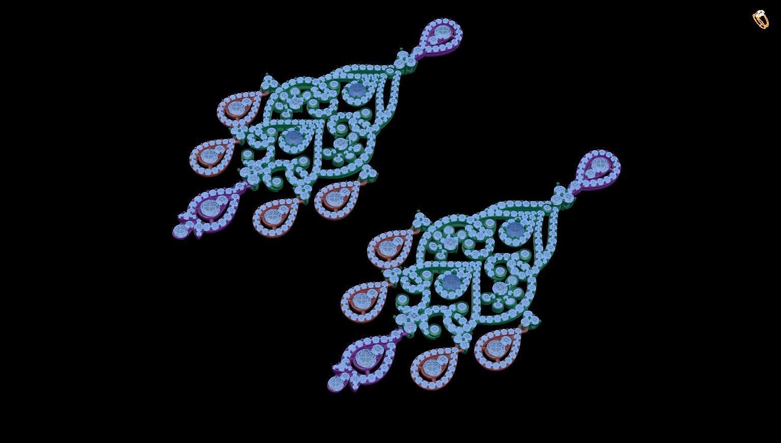 earring chandelier earrings diamonds 3D print model_1