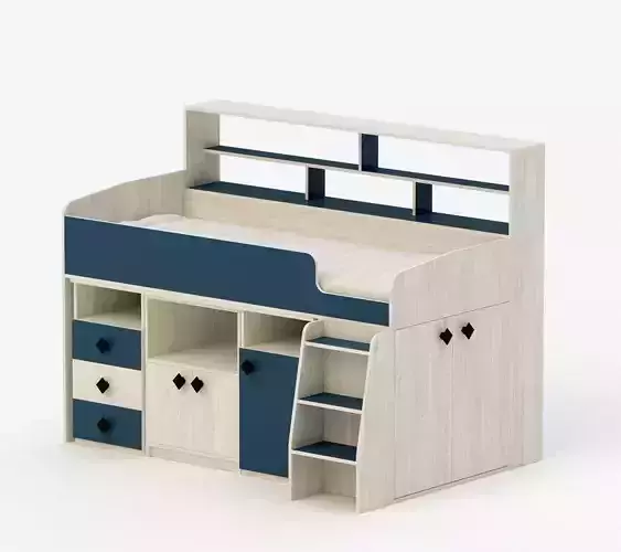 Bed and drawer 3D model