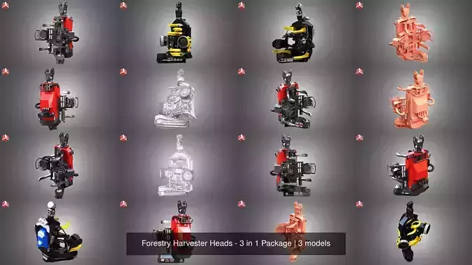 Forestry Harvester Heads - 3 in 1 Package