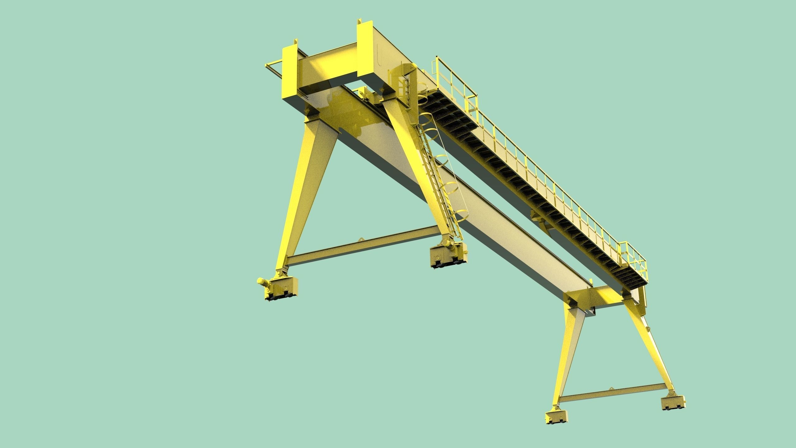 Gantry crane 32t Low-poly 3D model_1
