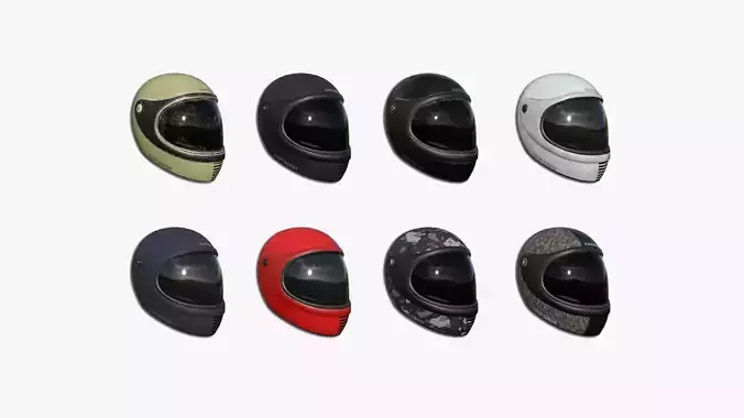 08 Motorcycle Helmets - Character Fashion Design 3D Model Collection