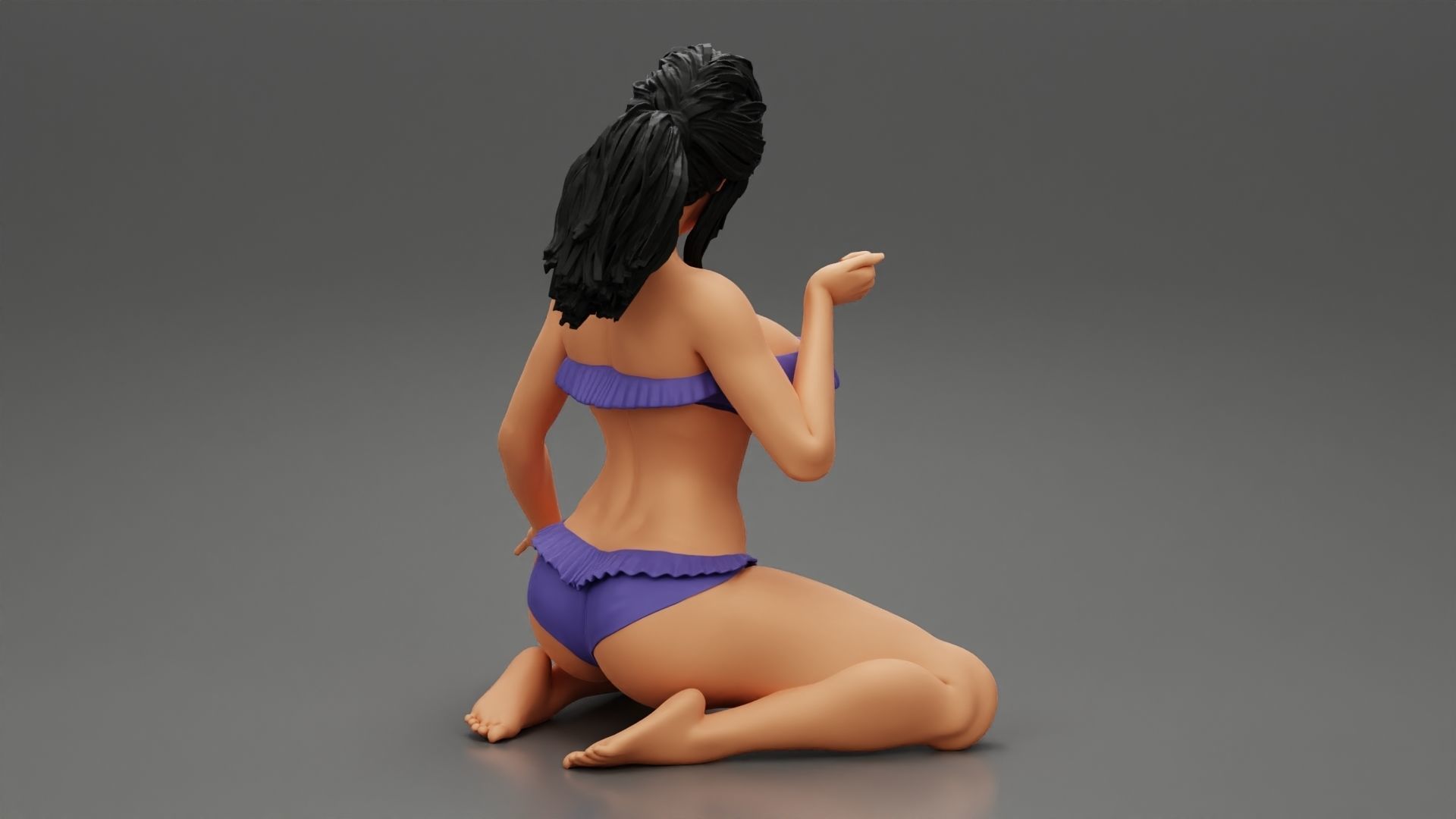Girl On A Beach Sitting On Her Knees 3D print model_6