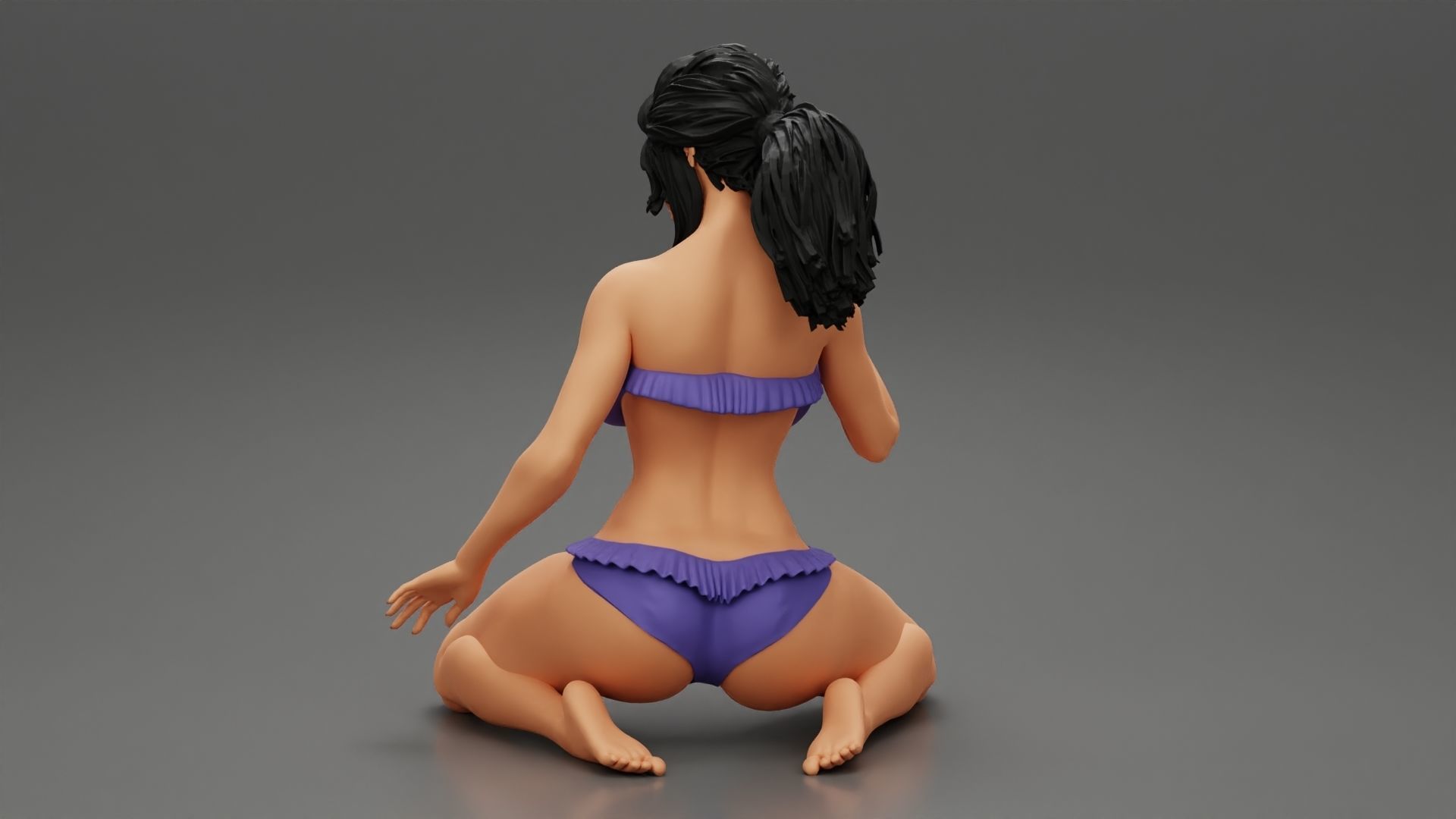 Girl On A Beach Sitting On Her Knees 3D print model_8