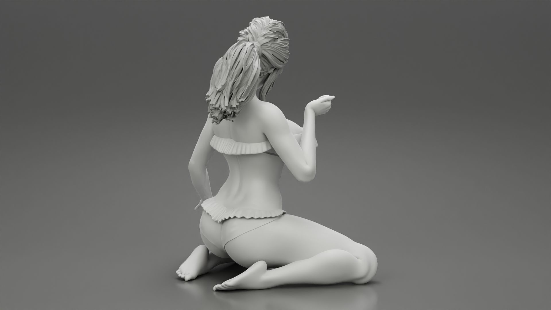 Girl On A Beach Sitting On Her Knees 3D print model_7