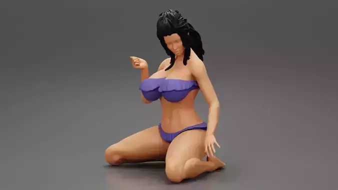 Girl On A Beach Sitting On Her Knees 3D print model