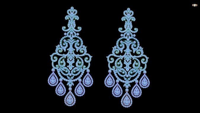 earring rhinestone earrings 3D print model