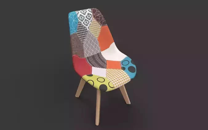 Flower Pattern Chair Low-poly 3D model