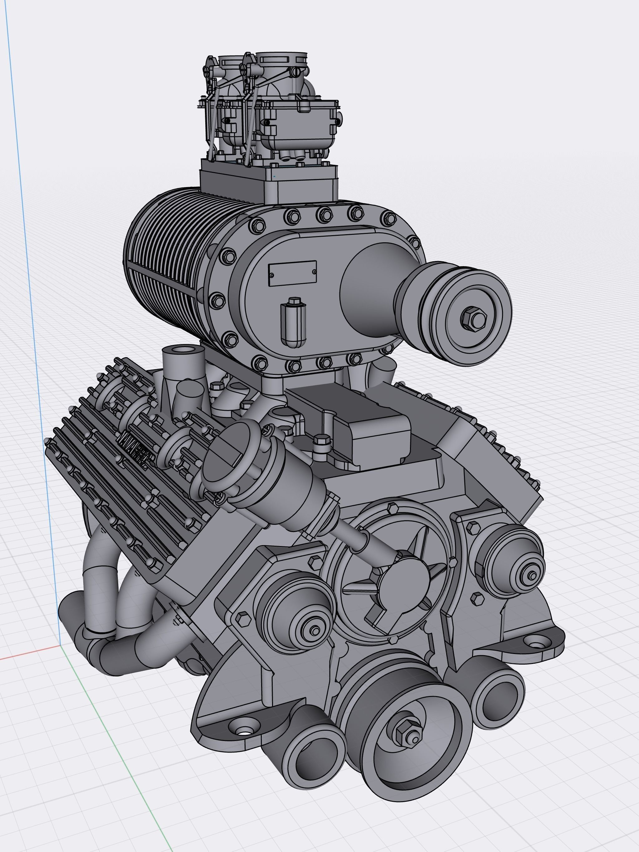 HOTROD Vintage Supercharger set for Flathead engine 3D print model_1