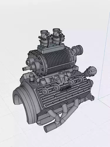 HOTROD Vintage Supercharger set for Flathead engine 3D print model