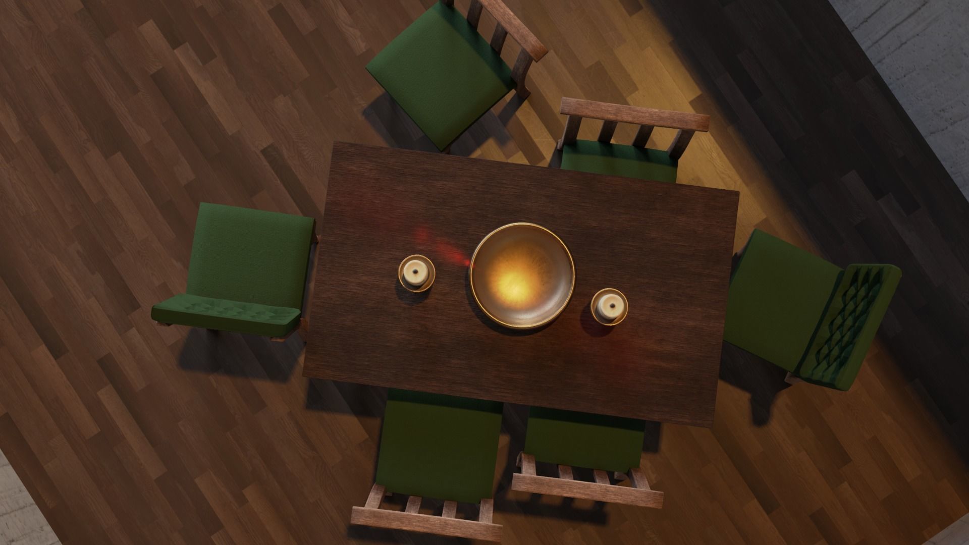 Table Set dining and chairs Low-poly 3D model_2