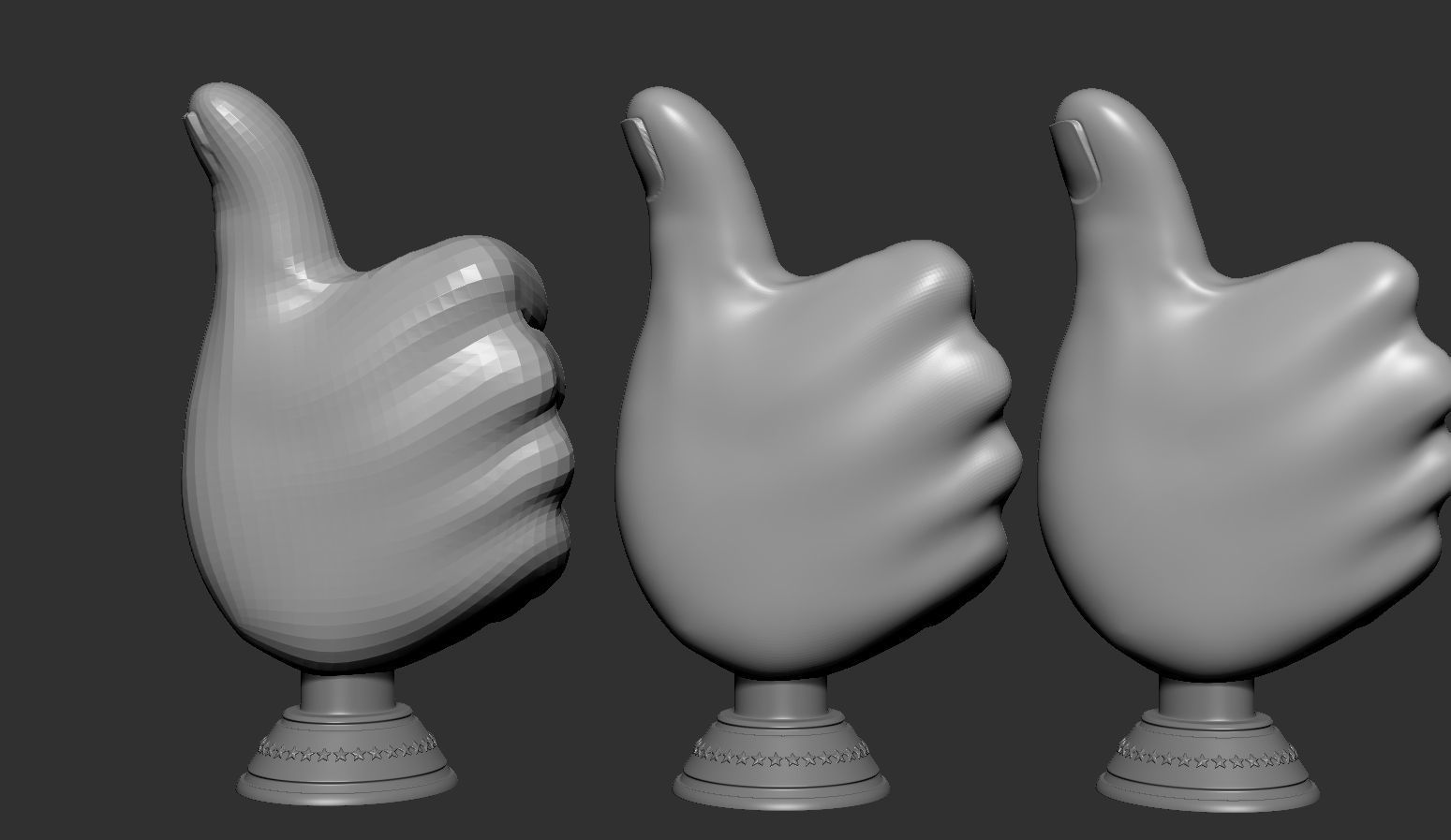 Thumbs Up Hand Gesture Award 3D print model_13